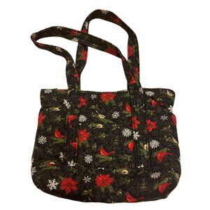 Vintage Handmade Holiday Bag, Floral Quilted Tote Bag, Fashioned by Needle Lady,